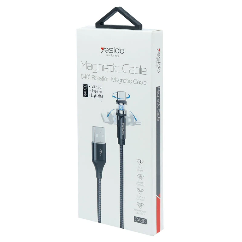کابل 3 سر مگنتی فست شارژ Yesido CA68 2A 1m
