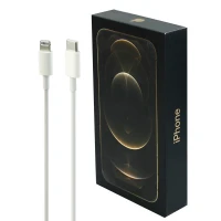 کابل تبدیل فست شارژ iPhone 12 Pro Type-C to Lightning 1m سرجعبه + جعبه طلایی گوشی