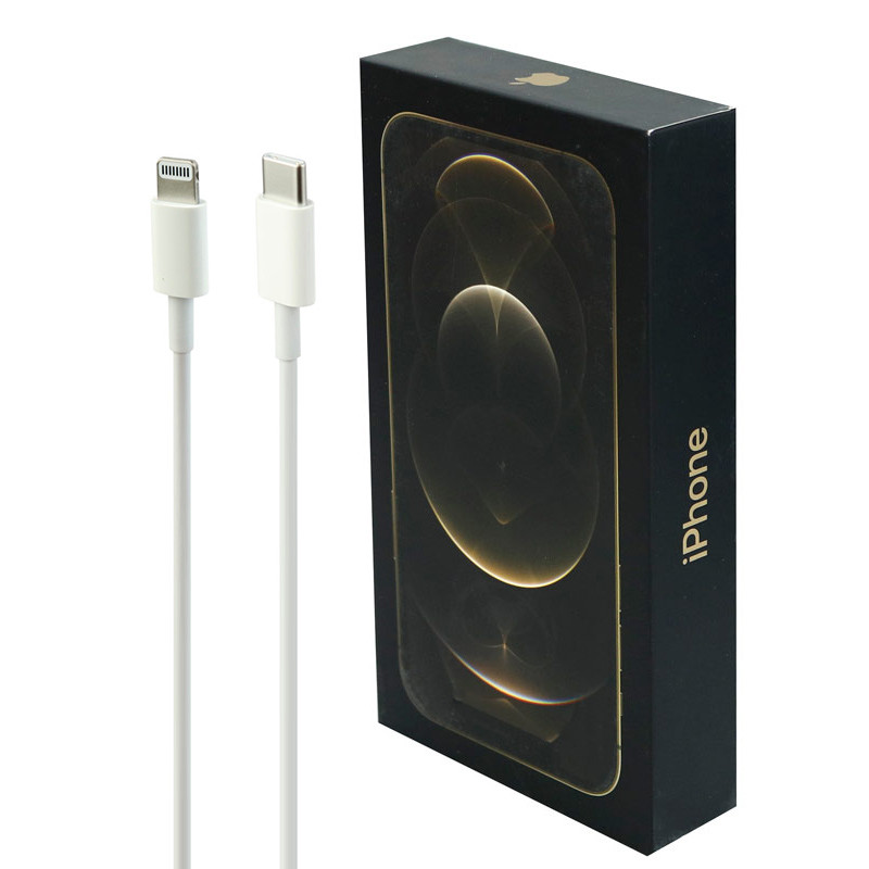 کابل تبدیل فست شارژ iPhone 12 Pro Type-C to Lightning 1m سرجعبه + جعبه طلایی گوشی