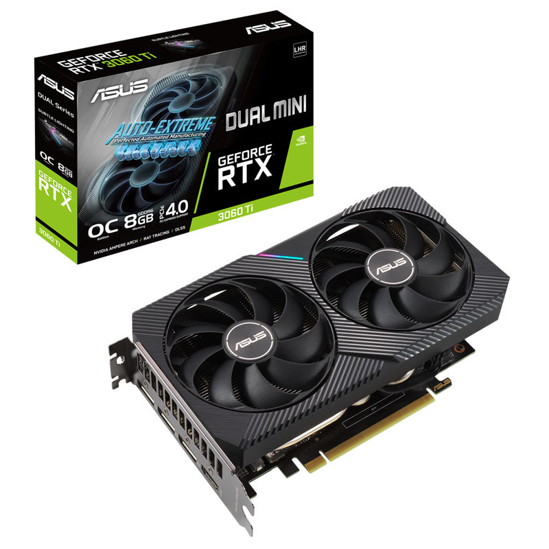 کارت گرافیک ASUS DUAL GeForce RTX3060Ti V2 MINI O8G GDDR6 256Bit