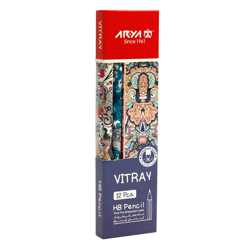 مداد مشکی طرح دار آریا Arya 3042 بسته 12 عددی
