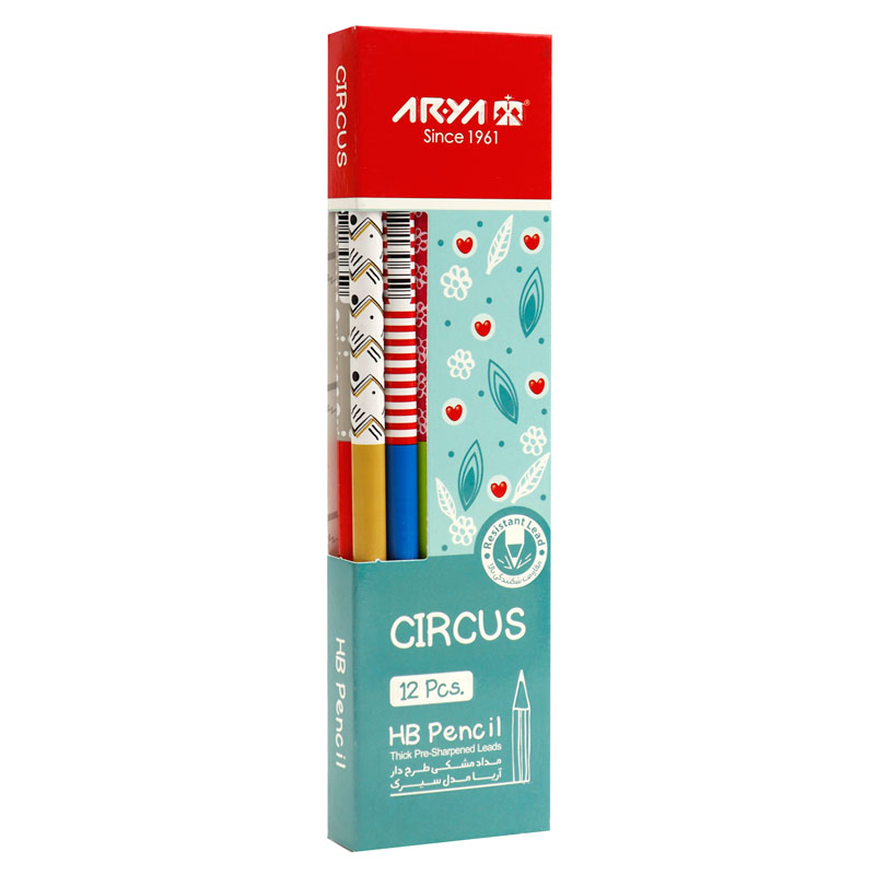 مداد مشکی طرح دار آریا Arya 3043 بسته 12 عددی