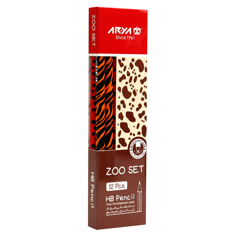 مداد مشکی طرح دار آریا Arya 3045 بسته 12 عددی