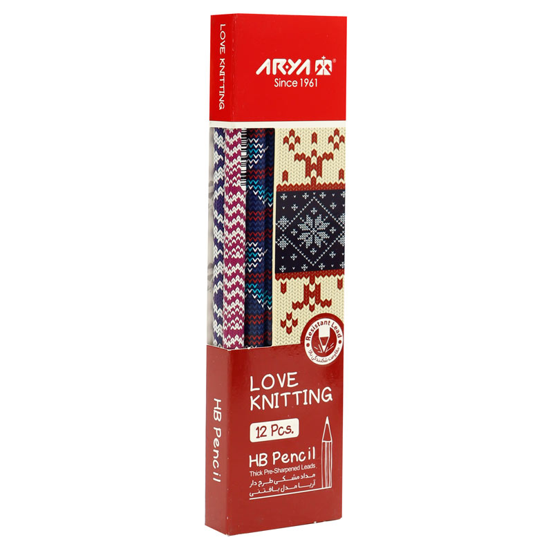 مداد مشکی طرح دار آریا Arya 3046 بسته 12 عددی