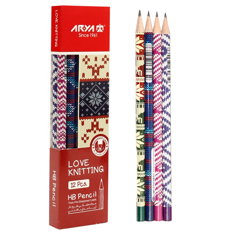 مداد مشکی طرح دار آریا Arya 3046 بسته 12 عددی