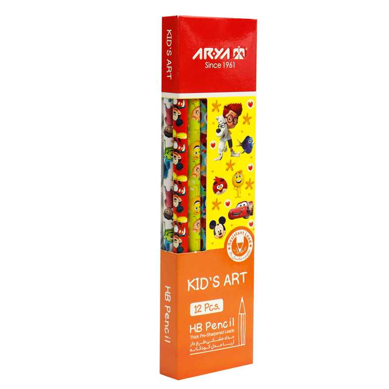مداد مشکی طرح دار آریا Arya 3047 بسته 12 عددی