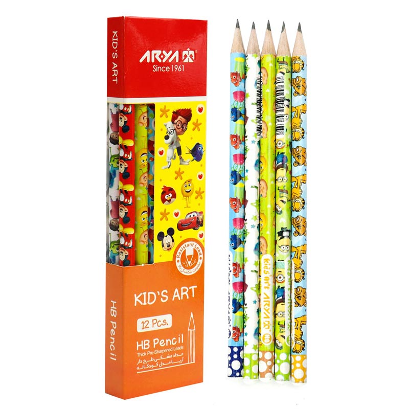 مداد مشکی طرح دار آریا Arya 3047 بسته 12 عددی