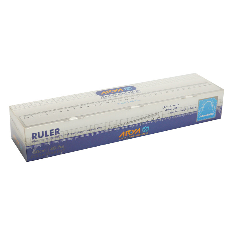 خط کش پلاستیکی آریا Arya 8031 30cm بسته 48 عددی