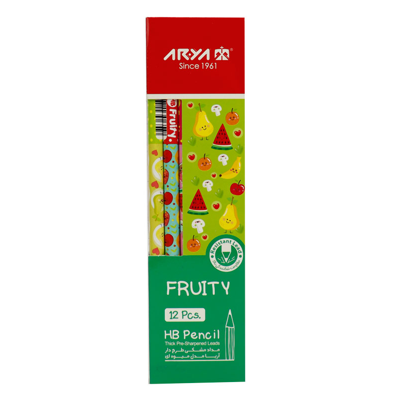 مداد مشکی طرح دار آریا Arya 3048 بسته 12 عددی