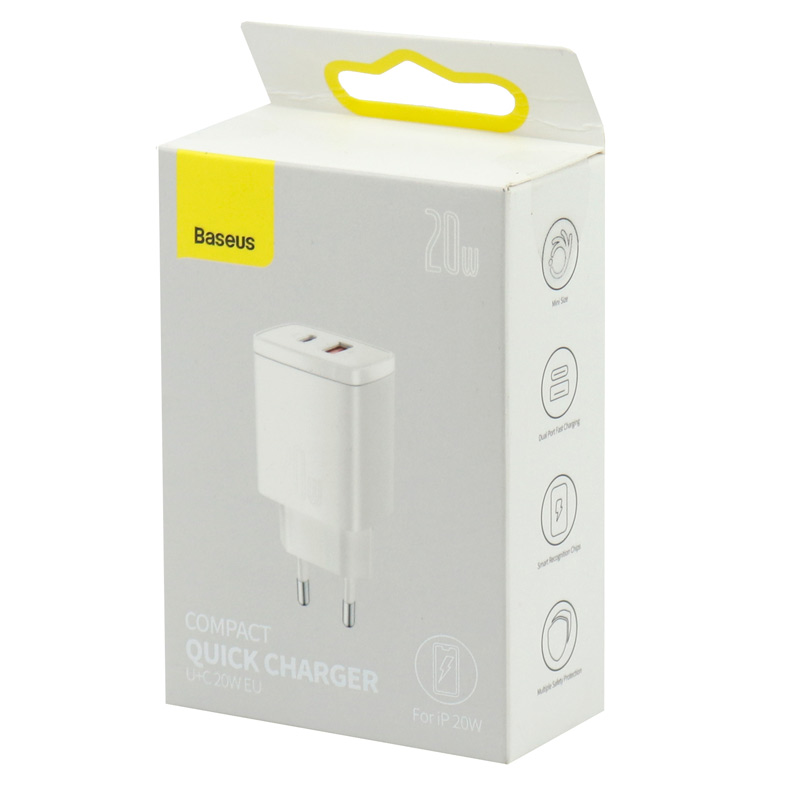 کلگی فست شارژ Baseus Compact CCXJ-B 2Port 3A QC3 PD 20W