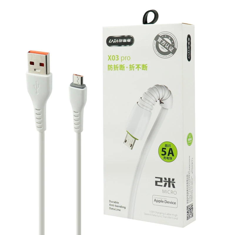 کابل میکرو یو اس بی فست شارژ CAZA X03 Pro 5A 1m