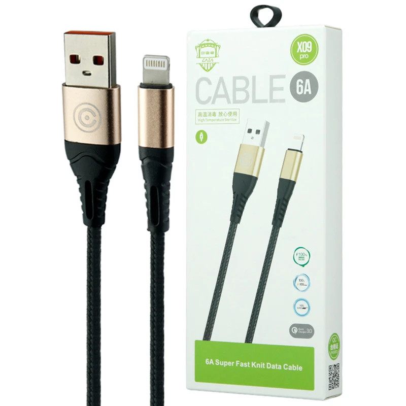 کابل آیفونی فست شارژ CAZA X09 Pro 6A QC3.0 1m