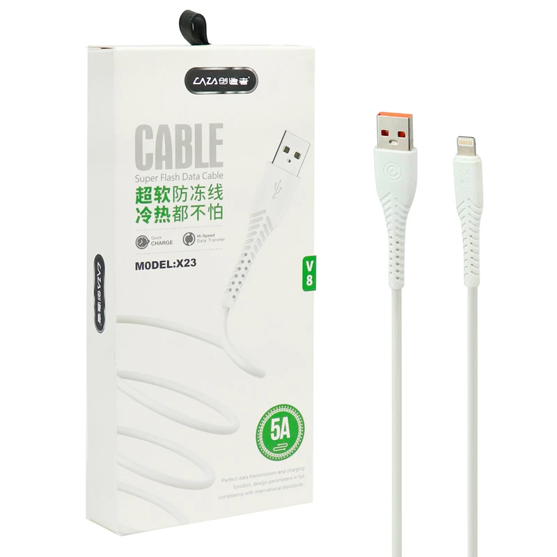 کابل آیفونی فست شارژ CAZA X23 5A 1m