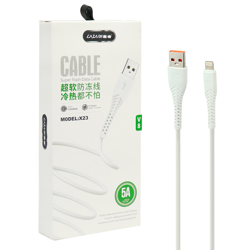 کابل آیفونی فست شارژ CAZA X23 5A 1m
