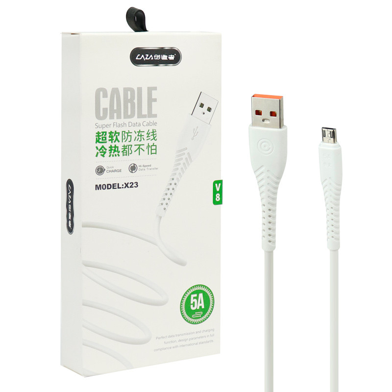 کابل میکرو یو اس بی فست شارژ CAZA X23 5A 1m