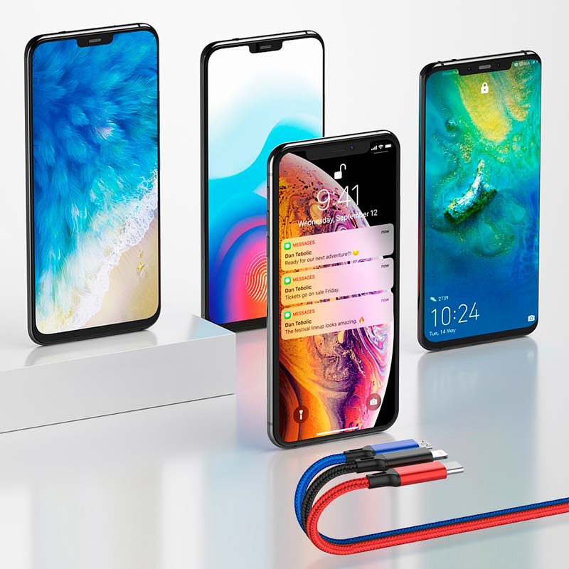 کابل 3 سر فست شارژ Caza X10 Pro 5A 1.2m
