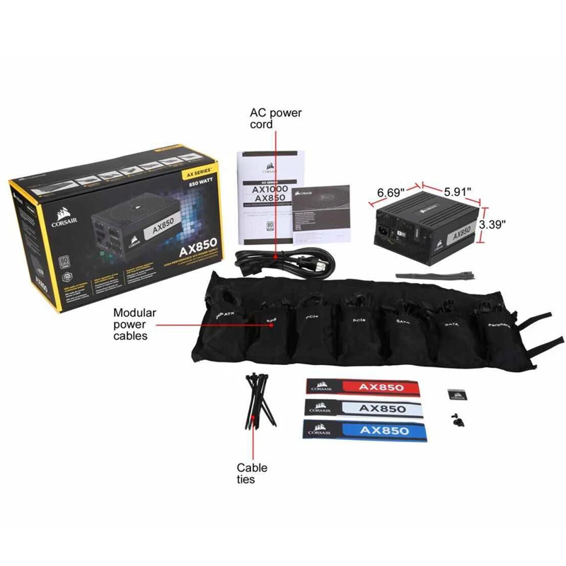 پاور ماژولار 850 وات کورسیر Corsair AX850 Titanium