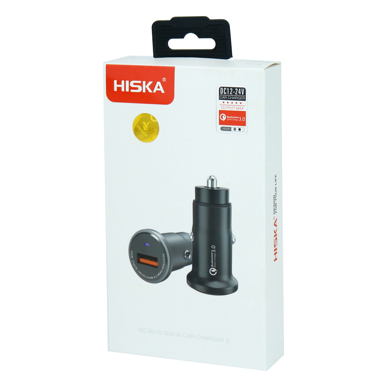 شارژر فندکی فست شارژ Hiska CC-301Q QC3 PD 3A + کابل میکرو یو اس بی
