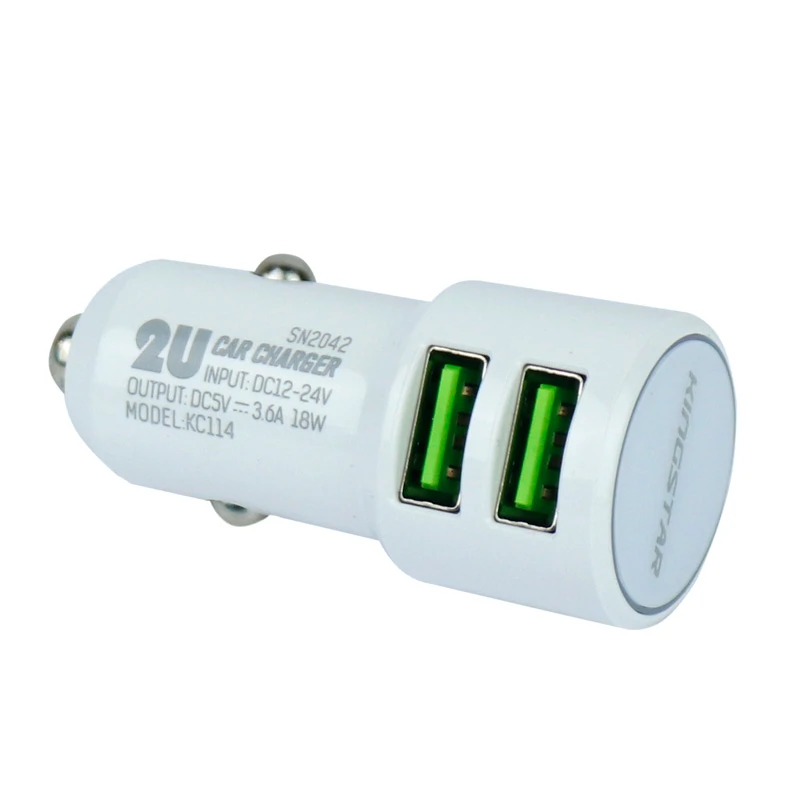 شارژر فندکی فست شارژ KingStar KC114i 3.6A 18W + کابل آیفونی