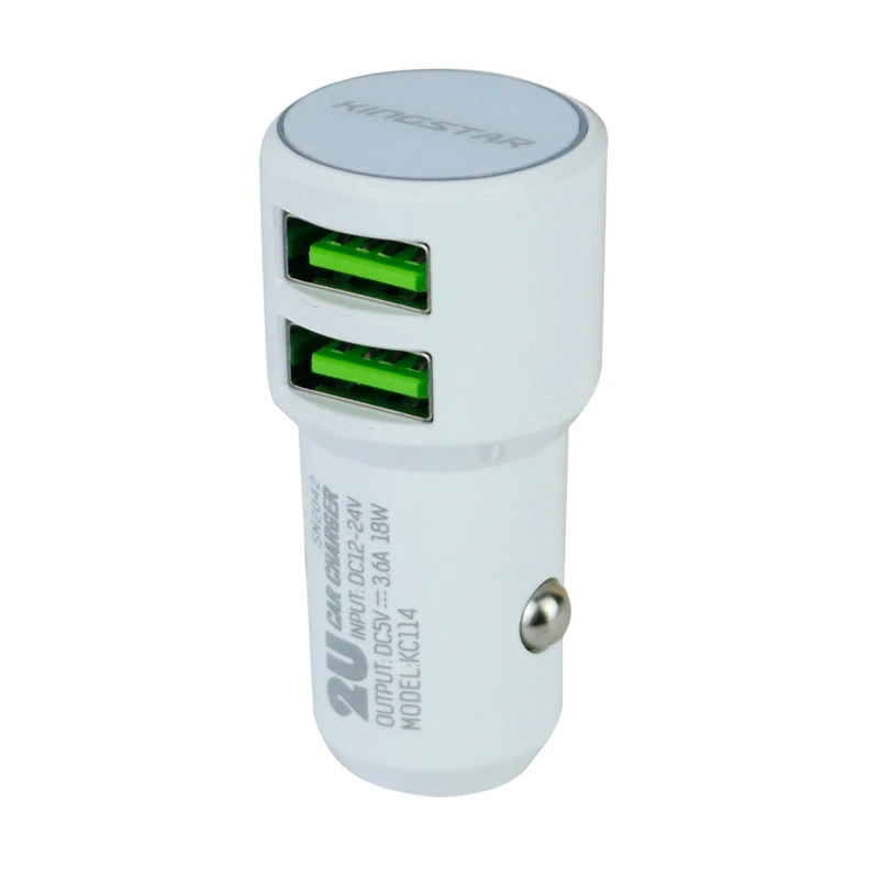 شارژر فندکی فست شارژ KingStar KC114i 3.6A 18W + کابل آیفونی