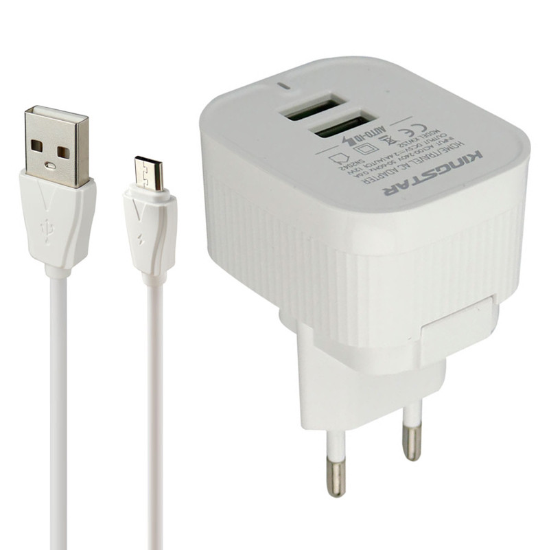 شارژر دیواری فست شارژ KingStar KW152A 2.4A 12W + کابل میکرو یو اس بی