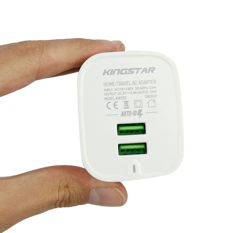 شارژر دیواری KingStar KW152i 2.4A 12W + کابل آیفونی