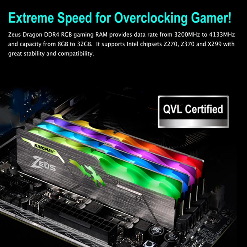 رم کامپیوتر Kingmax Zeus Dragon RGB DDR4 32GB 3200MHz CL16 Dual