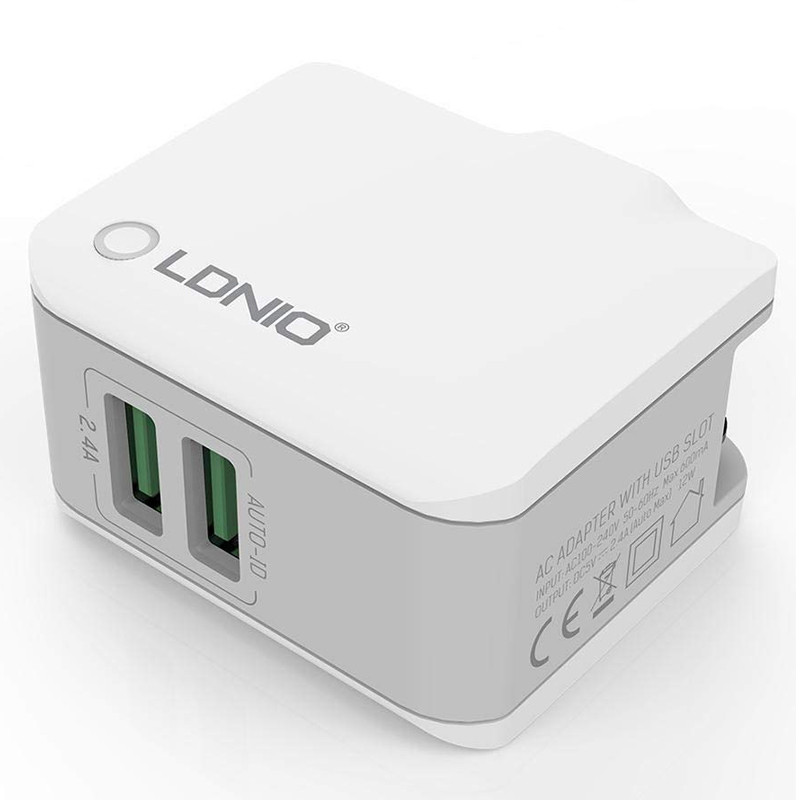 شارژر دیواری LDNIO A2203 2Port 2.4A 12W + کابل میکرو یو اس بی