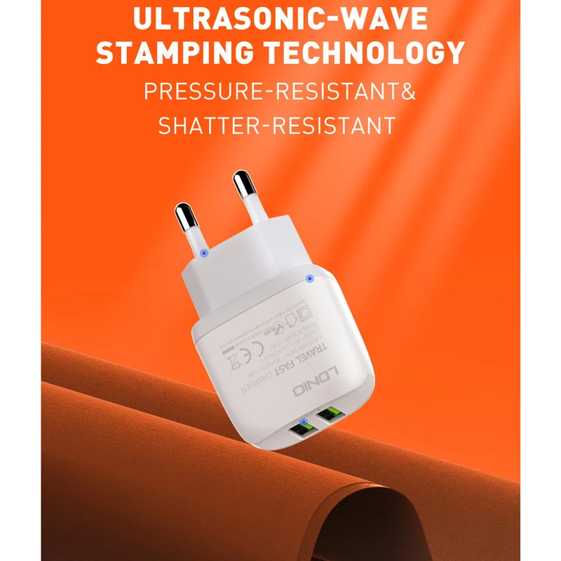 شارژر دیواری فست شارژ LDNIO A2219 2.4A 12W + کابل میکرو یو اس بی
