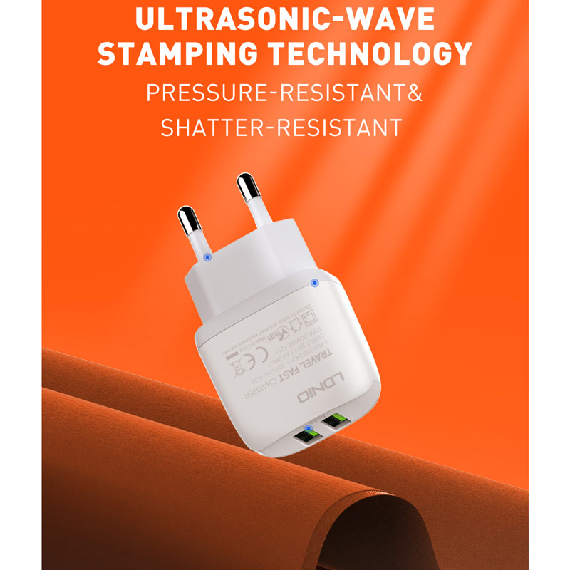 شارژر دیواری فست شارژ LDNIO A2219 2.4A 12W + کابل میکرو یو اس بی