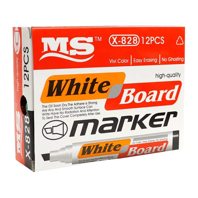ماژیک وایت برد ام اس نوک تخت رنگی MS X-828 بسته 12 عددی