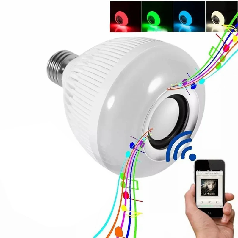 لامپ اسپیکر دار بلوتوثی 12 وات Music Bulb Party Ball RGB پایه E27 + ریموت کنترل