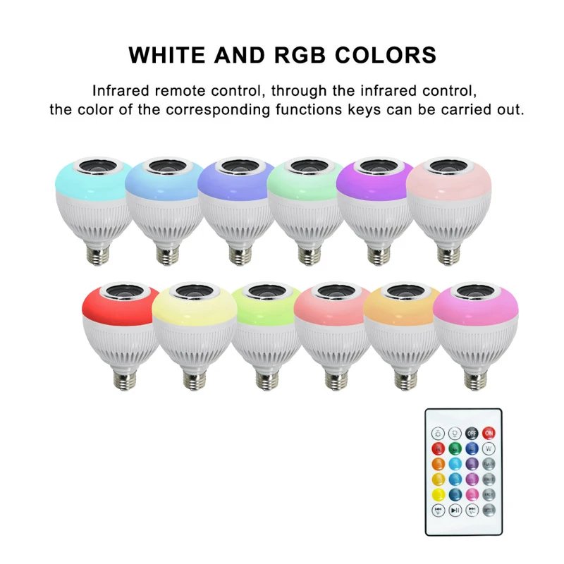لامپ اسپیکر دار بلوتوثی 12 وات Music Bulb Party Ball RGB پایه E27 + ریموت کنترل
