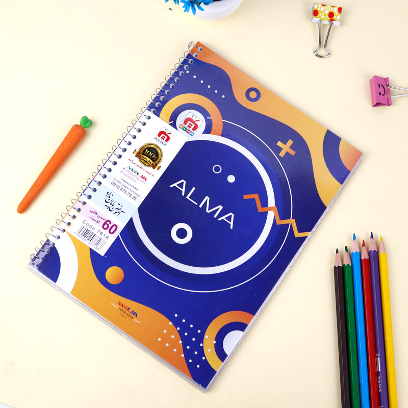 دفتر سیمی 60 برگ طرح کلاسیک Nahal Alma کد 7616