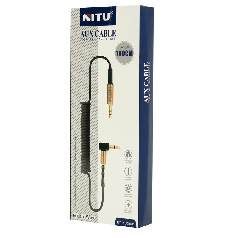 کابل فنری AUX نیتو NT-AUX001 یکسر L طول 1.8 متر