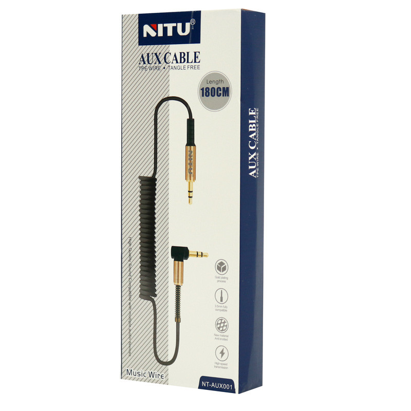 کابل فنری Nitu NT-AUX001 AUX 1.8m یکسر L