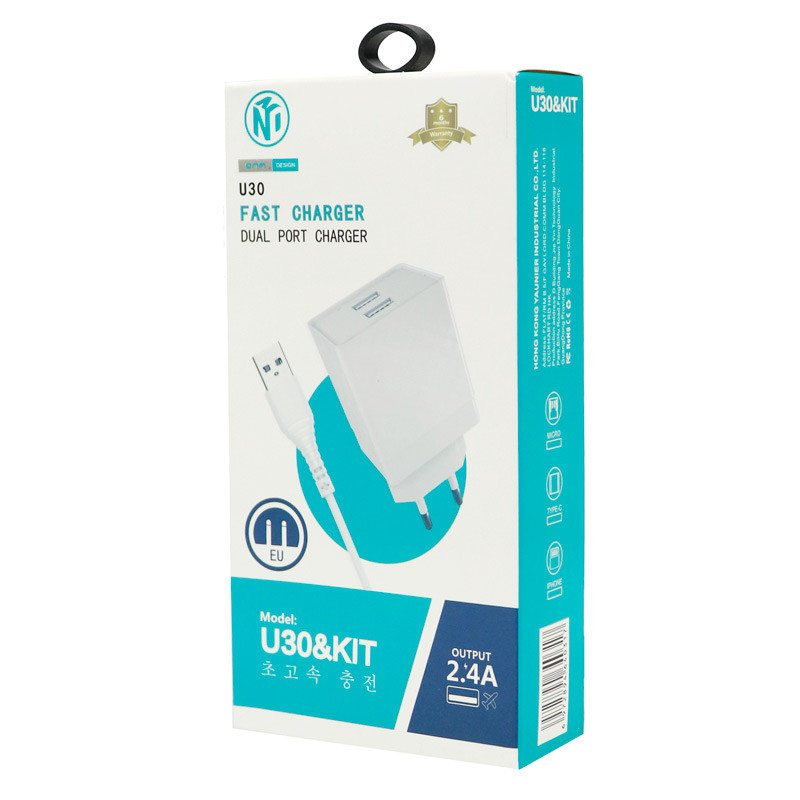 شارژر دیواری فست شارژ ONDA U30&Kit 2.4A + کابل آیفونی