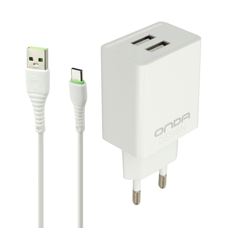 شارژر دیواری فست شارژ ONDA U30&Kit 2.4A + کابل Type-C