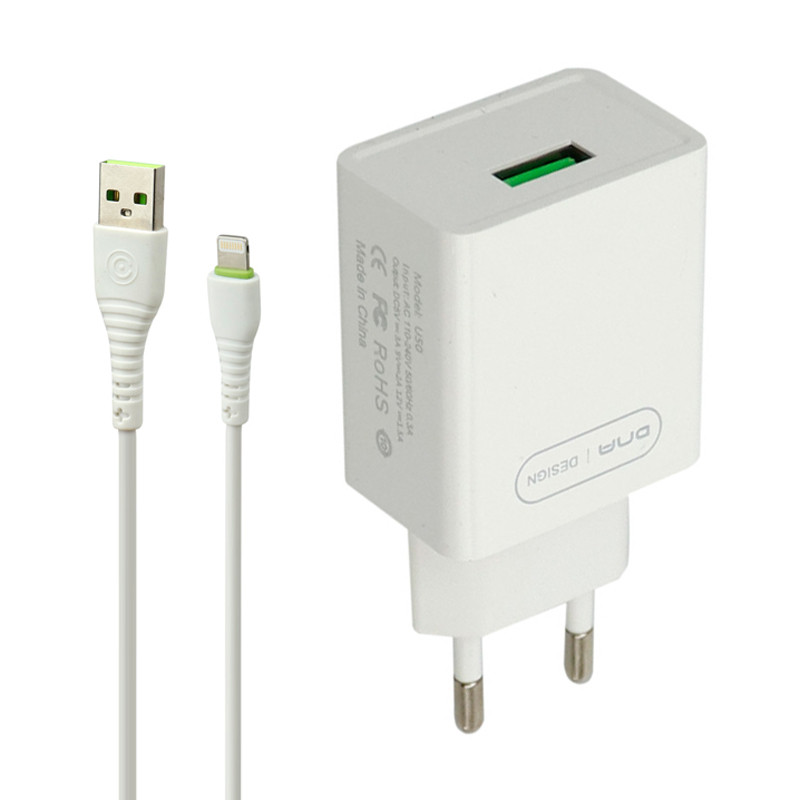 شارژر دیواری فست شارژ ONDA U50&Kit 3A QC 18W + کابل آیفونی