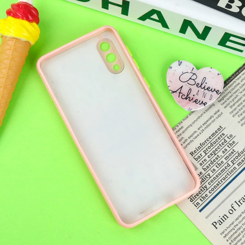 قاب رزینی PC سامسونگ Galaxy A02 / M02 پاپ سوکت دار محافظ لنزدار صورتی