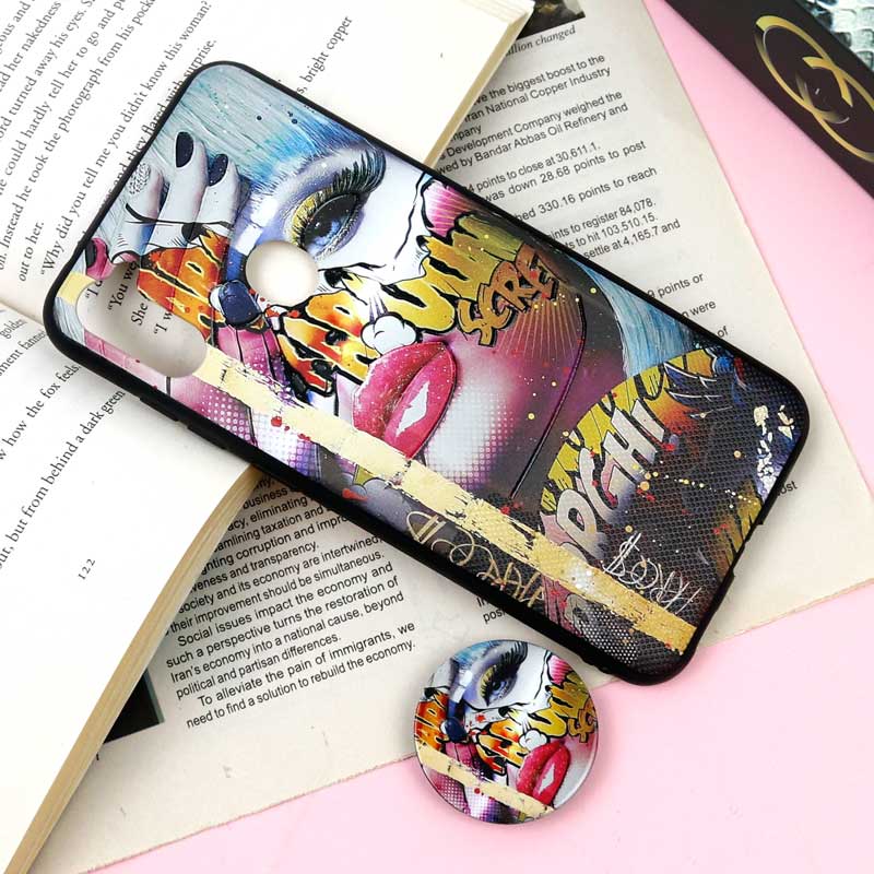 قاب فانتزی برجسته + پاپ سوکت طرح دختر سامسونگ A11 سری F