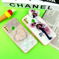 قاب رزینی PC سامسونگ Galaxy A11 پاپ سوکت دار محافظ لنزدار صورتی