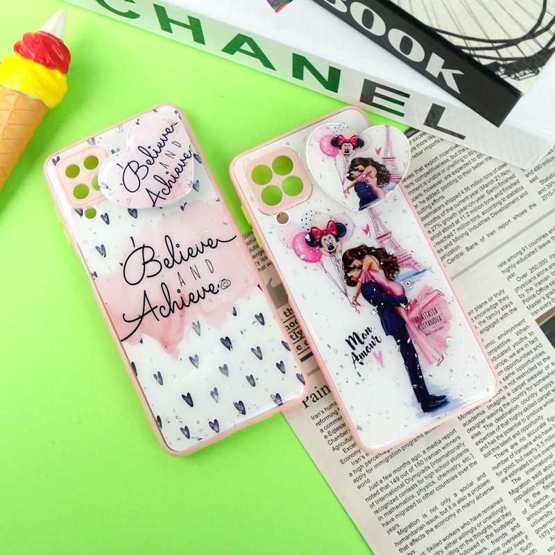قاب PC محافظ لنزدار رزین پاپ سوکت دار صورتی Samsung Galaxy A22 4G
