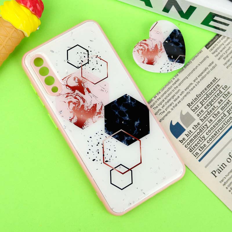 قاب رزینی PC سامسونگ Galaxy A30s / A50s پاپ سوکت دار محافظ لنزدار صورتی