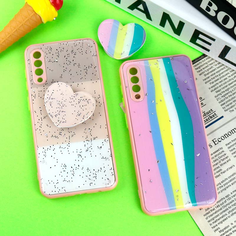 قاب PC محافظ لنزدار رزین پاپ سوکت دار صورتی Samsung Galaxy A30s / A50s
