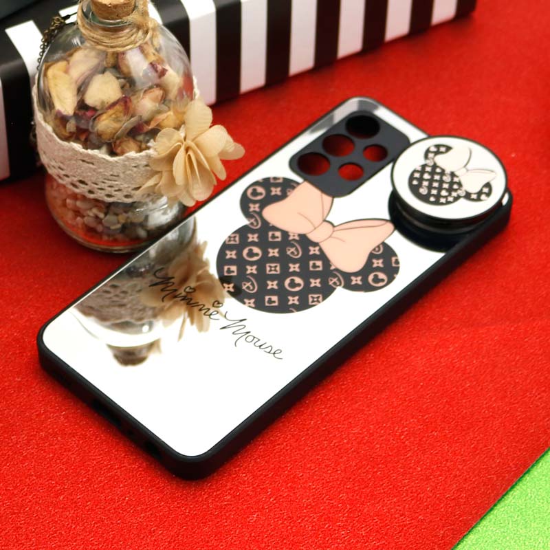 قاب محافظ لنزدار آینه ای + پاپ سوکت طرح میکی موس Samsung Galaxy A32 4G