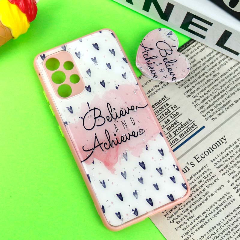 قاب رزینی PC سامسونگ Galaxy A32 4G پاپ سوکت دار محافظ لنزدار صورتی