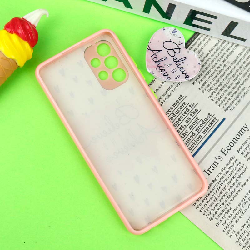 قاب رزینی PC سامسونگ Galaxy A32 4G پاپ سوکت دار محافظ لنزدار صورتی