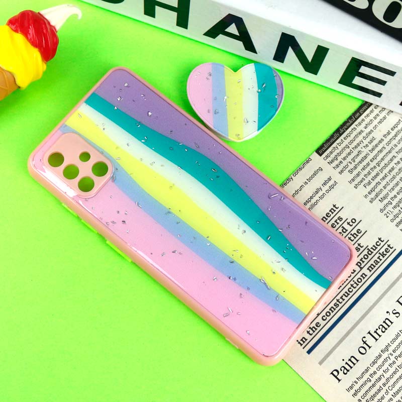 قاب رزینی PC سامسونگ Galaxy A51 پاپ سوکت دار محافظ لنزدار صورتی