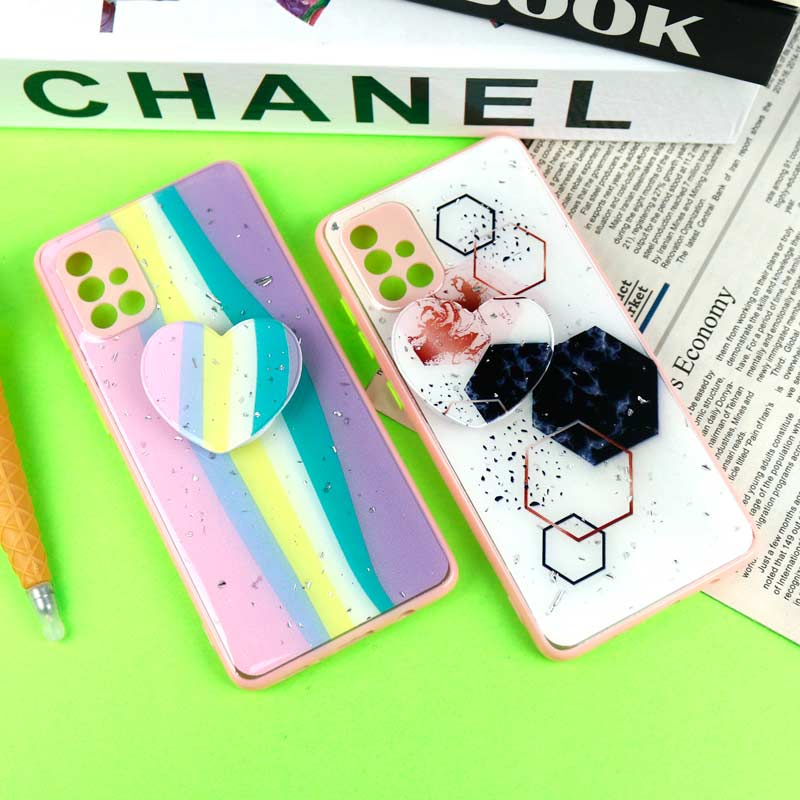 قاب PC محافظ لنزدار رزین پاپ سوکت دار صورتی Samsung Galaxy A71